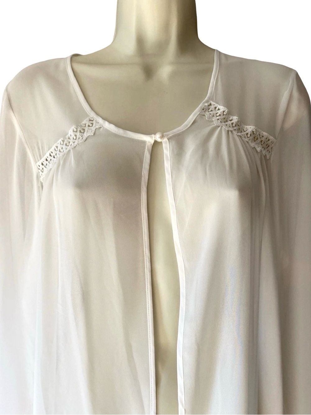 Madison Studio Vintage Sheer Peignoir Robe White Size S / M - Picture 4 of 8